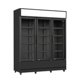 3-Door Black Glass Refrigerator