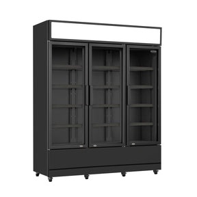 3-Door Black Glass Refrigerator