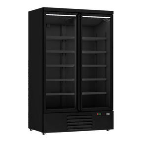Double Glass Door Retail Refrigerator – Black, 1000L 