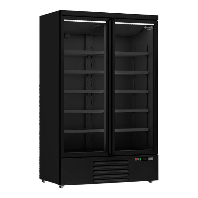 Double Glass Door Retail Refrigerator – Black, 1000L 