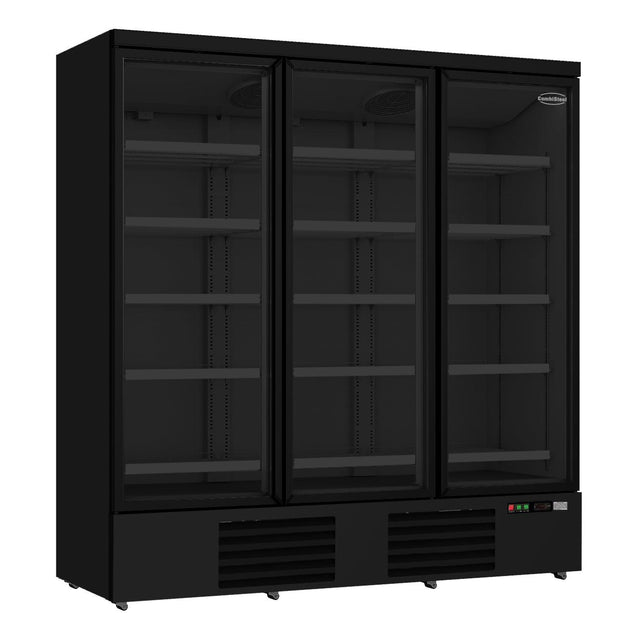 Black 3-Door Glass Display Refrigerator