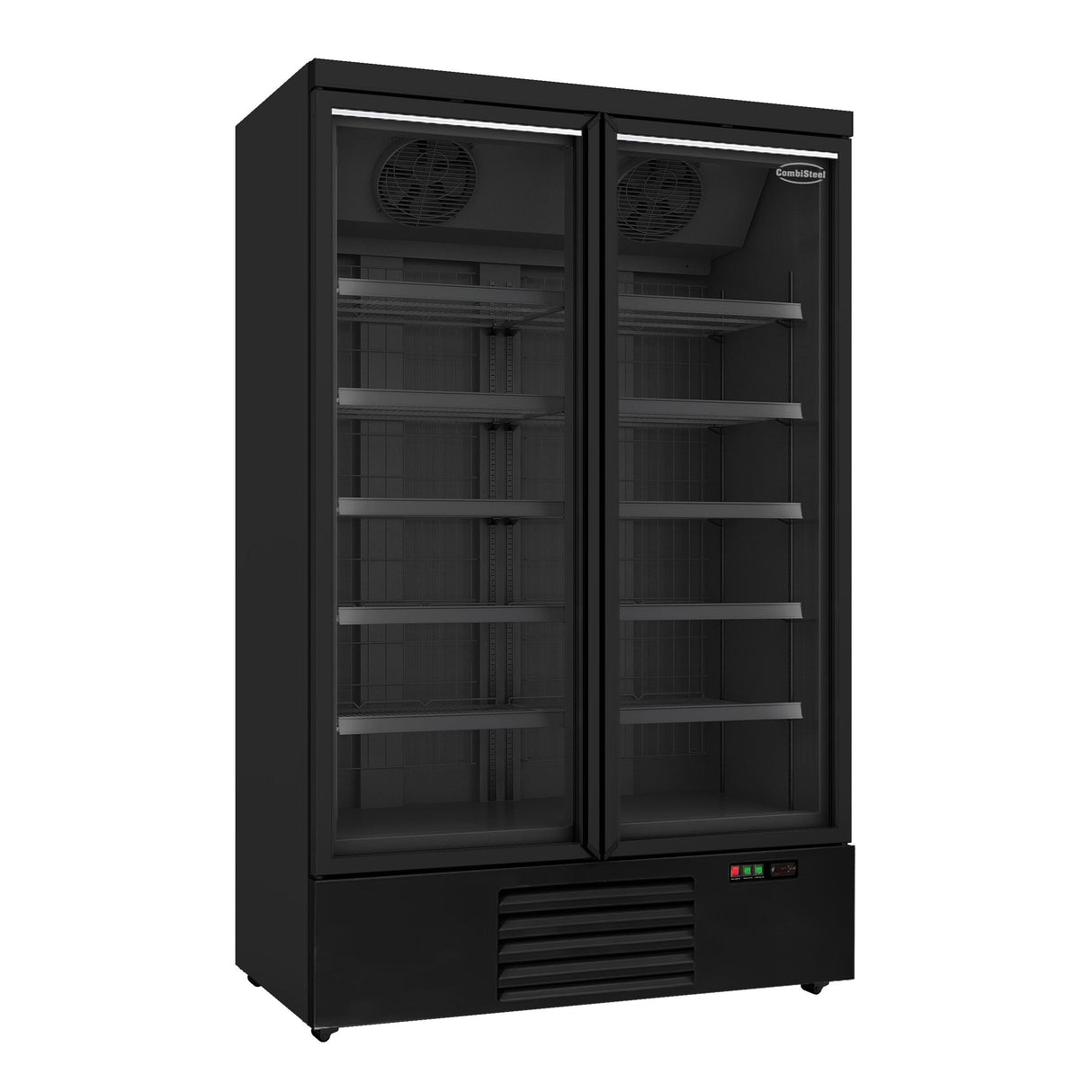 Black Upright 2 Glass Doors Fridge 1000L