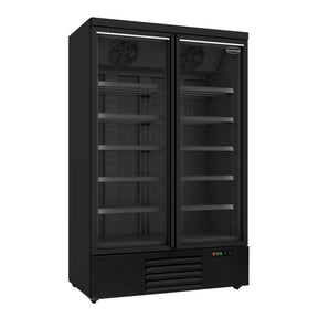 Black Upright 2 Glass Doors Fridge 1000L