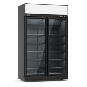 Refrigerator 2 Glass Doors Black