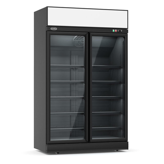 Refrigerator 2 Glass Doors Black
