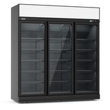 3-Door Black Glass Display Refrigerator