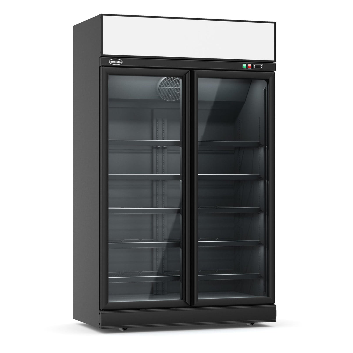 Black Upright 2 Glass Door Freezer