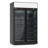 Black Upright 2 Glass Door Freezer
