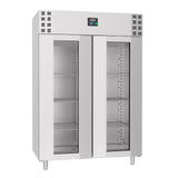 Double Door Upright Commercial Freezer – 1400L, Stainless Steel, Ventilated Cooling