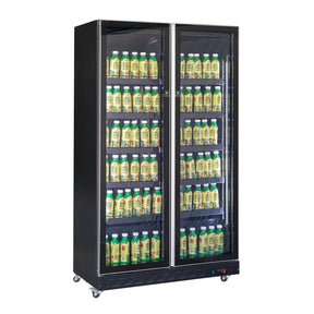 Double Glass Door Retail Refrigerator – Black | 758L 