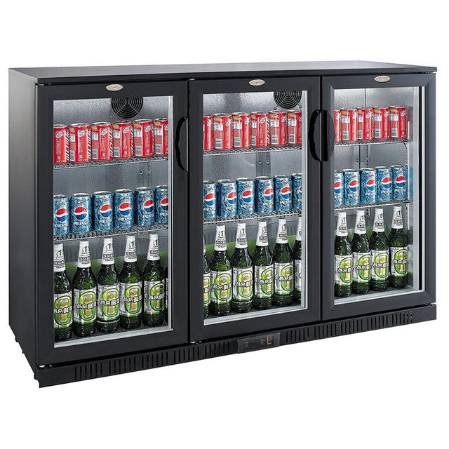 Black Tripple Door Display Fridge 330L