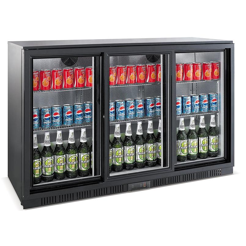 BACKBAR COOLER BLACK 3 SLIDING DOORS