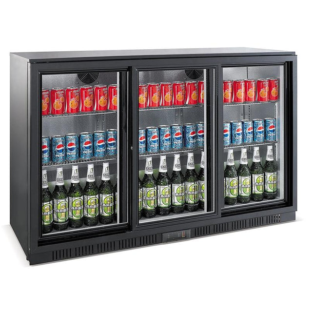 BACKBAR COOLER BLACK 3 SLIDING DOORS