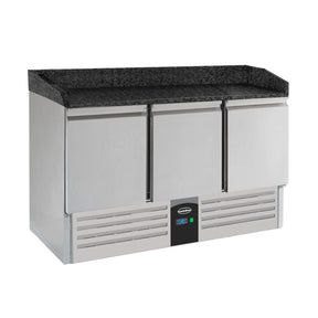 PIZZA COUNTER 3 DOORS BLACK GRANITE WORKTOP