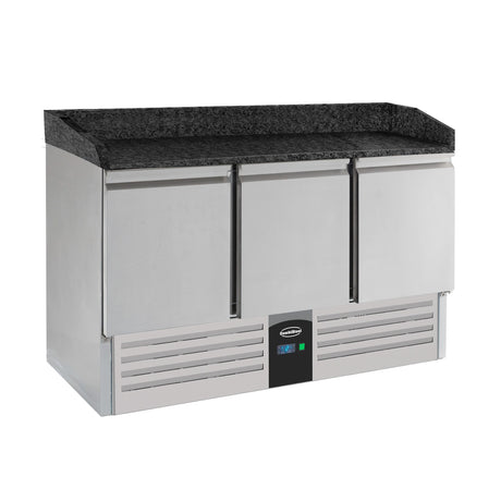 PIZZA COUNTER 3 DOORS BLACK GRANITE WORKTOP