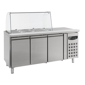 Refrigerated Workbench Glass Display 3 Doors