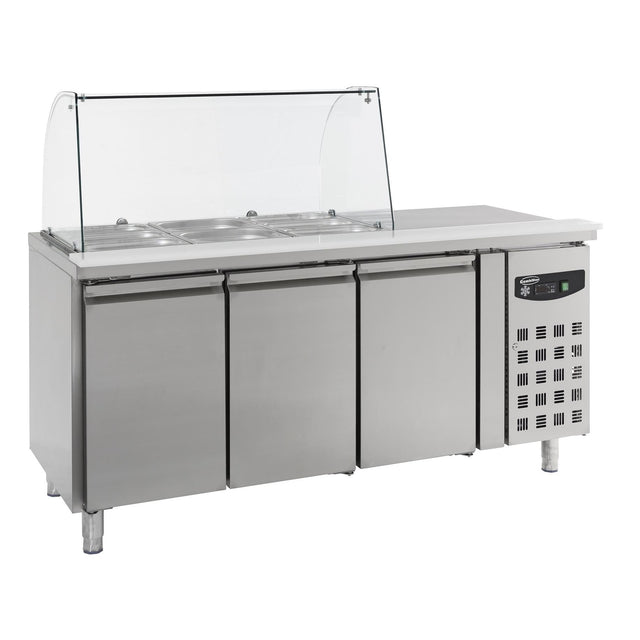 Refrigerated Workbench Glass Display 3 Doors